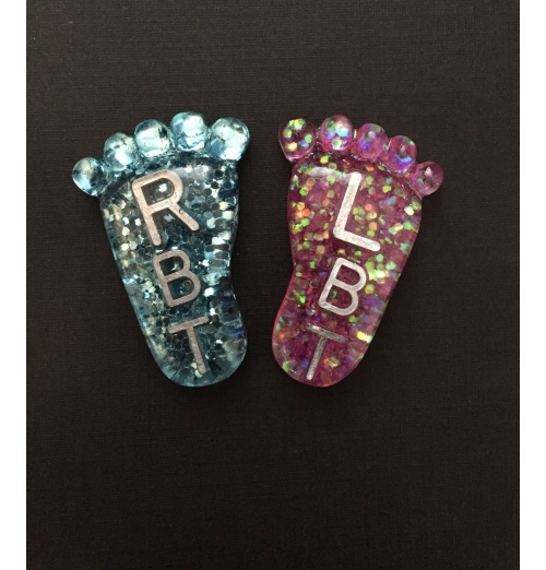Cute Feet Pediatric X-ray Markers, With 2 or 3 Initials, X-ray Tech Gift, Glitter