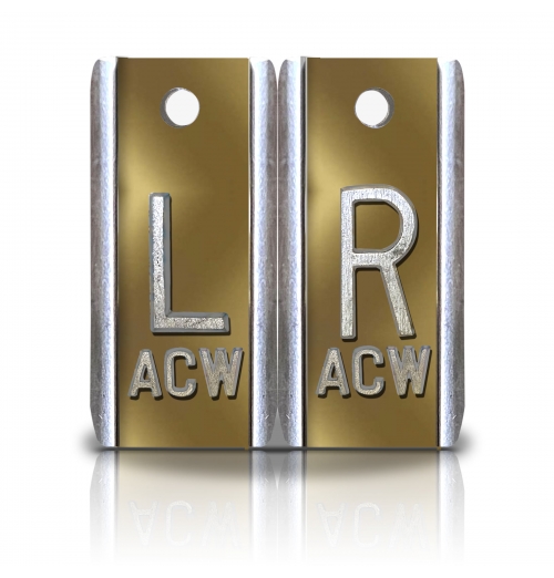 1 1/2" Height Aluminum Elite Style Lead Xray Markers, Gold Metallic              