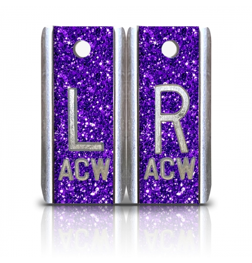 1 1/2" Height Aluminum Elite Style Lead X-ray Markers, Grape Sequin Glitter Color