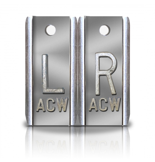 1 1/2" Height Aluminum Elite Style Lead Xray Markers, Silver Metallic              