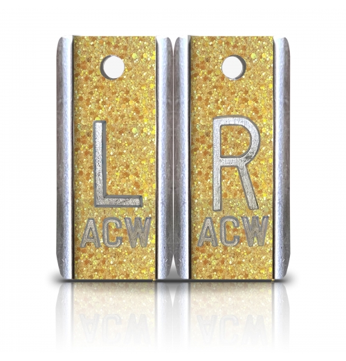 1 1/2" Height Aluminum Elite Style Lead X-ray Markers, Lemon Crush Glitter Color