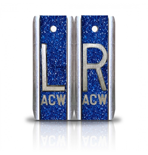 1 7/8" Height Aluminum Elite Style Lead X Ray Markers, Blue Glitter          