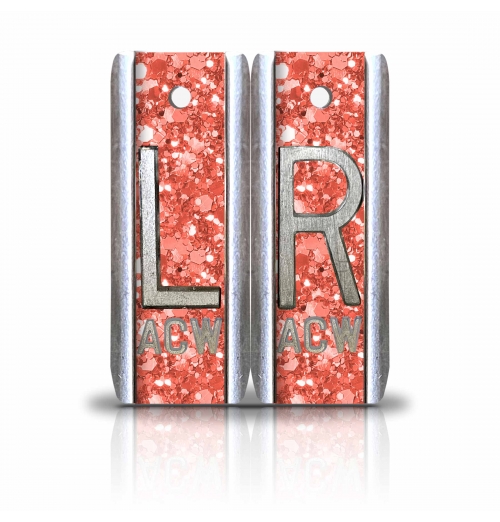 1 7/8" Height Aluminum Elite Style Lead X Ray Markers, Coral Glitter          