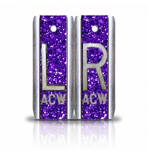 1 7/8" Height Aluminum Elite Style Lead X Ray Markers, Grape Sequin Glitter          