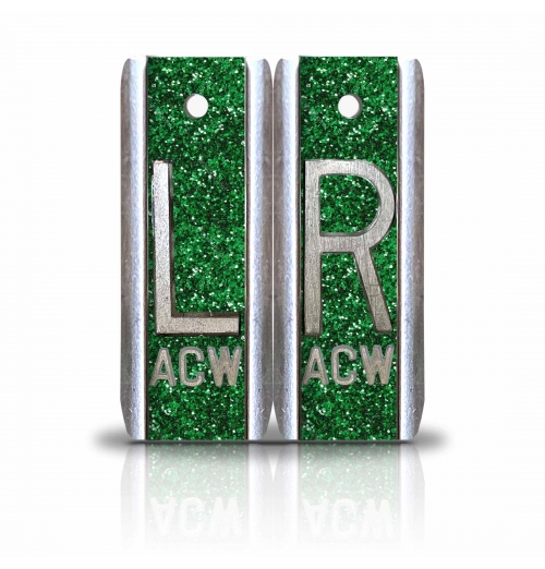 1 7/8" Height Aluminum Elite Style Lead X Ray Markers, Green Glitter          