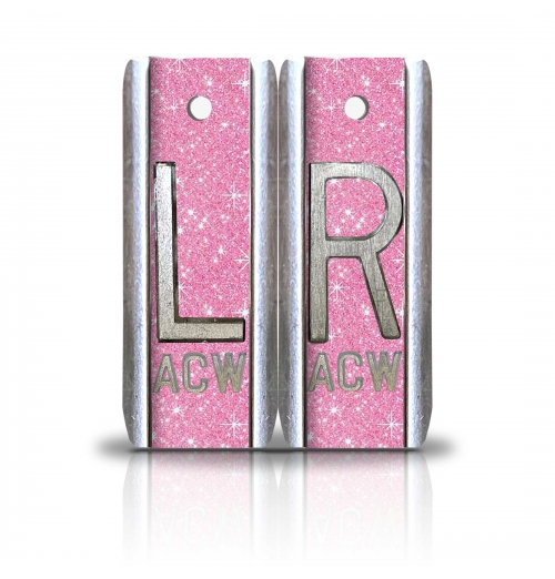 1 7/8" Height Aluminum Elite Style Lead X Ray Markers, Pink Glitter          