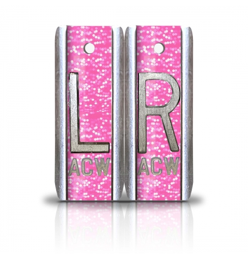 1 7/8" Height Aluminum Elite Style Lead X Ray Markers, Fluorescent Pink Glitter          