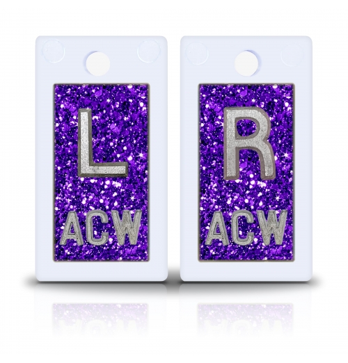 1 5/8" Height Plastic Lead X Ray Markers, Grape Sequin Glitter