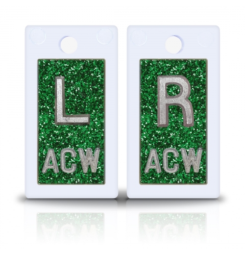 1 5/8" Height Plastic Lead X Ray Markers, Green Sequin Glitter