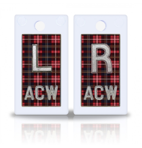 1 5/8" Height Plastic Backing Lead X-Ray Markers, Plaid Design
