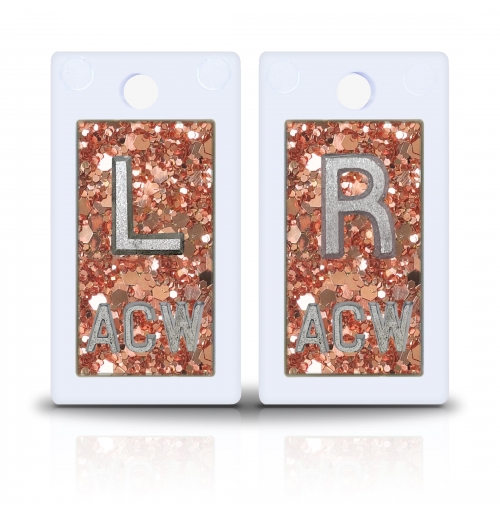 1 5/8" Height Plastic Lead X Ray Markers, Rose Gold Glitter