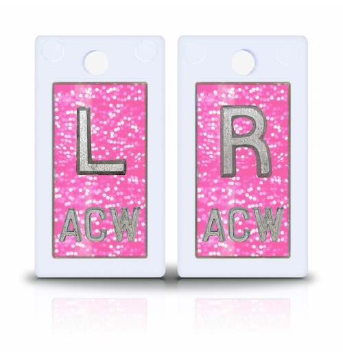 1 5/8" Height Plastic Lead X Ray Markers, Fluorescent Pink Glitter