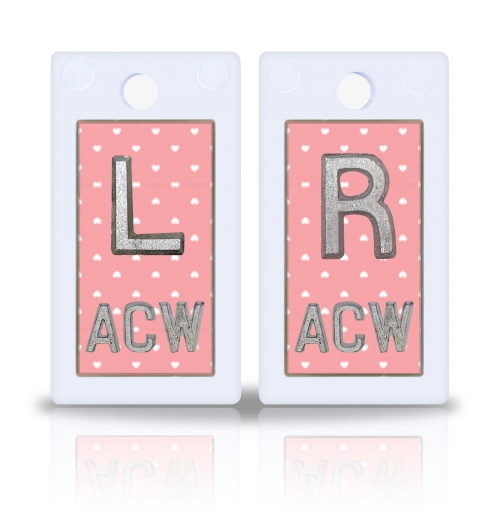 1 5/8" Height Plastic Backing Lead X-Ray Markers, Pink Hearts Design