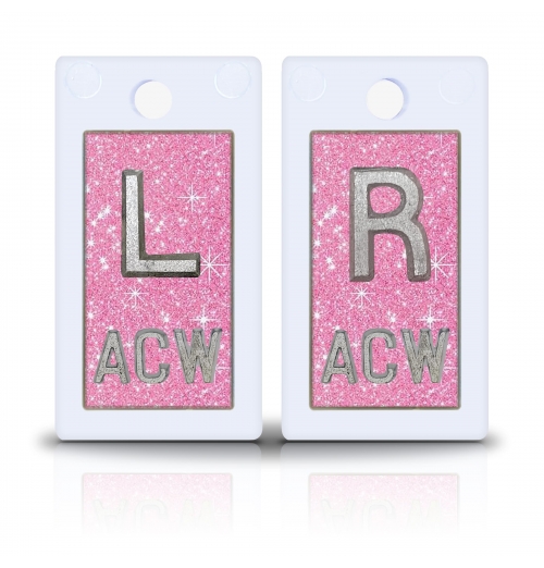 1 5/8" Height Plastic Lead X Ray Markers, Pink Glitter