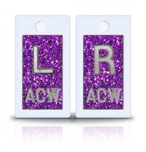 1 5/8" Height Plastic Lead X Ray Markers, Purple Glitter
