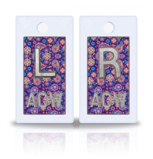 1 5/8" Height Plastic Backing Lead X-Ray Markers, Purple Paisley Design