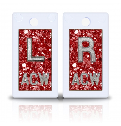 1 5/8" Height Plastic Lead X Ray Markers, Red Glitter
