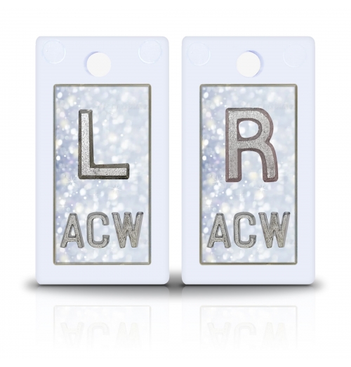 1 5/8" Height Plastic Lead X Ray Markers, White Glitter