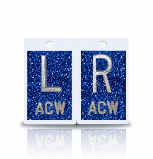 2" Height Plastic Lead X Ray Markers, Blue Glitter Color