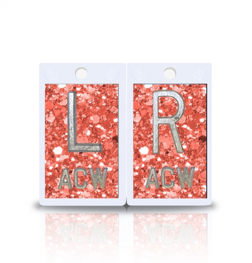 2" Height Plastic Lead X Ray Markers, Coral Glitter Color