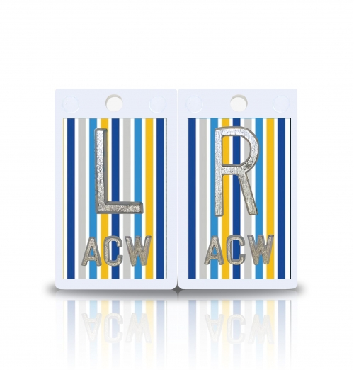 2" Plastic X Ray Markers- Hanukkah Stripes Design