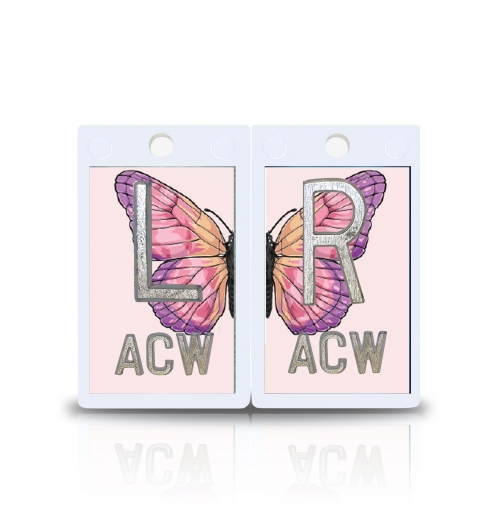 2" Plastic X Ray Markers- Pink Butterfly Design