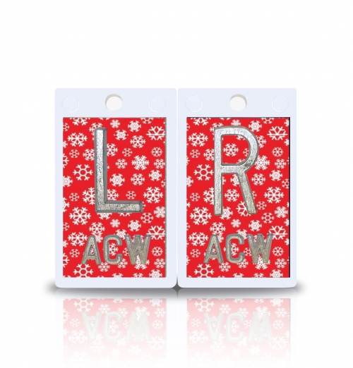 2" Plastic X Ray Markers- Red Snowflakes Design
