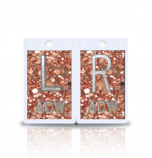 2" Height Plastic Lead X Ray Markers, Rose Gold Color Glitter