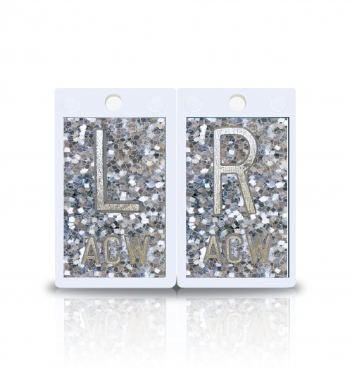 2" Height Plastic Lead X Ray Markers, Silver Glitter Color