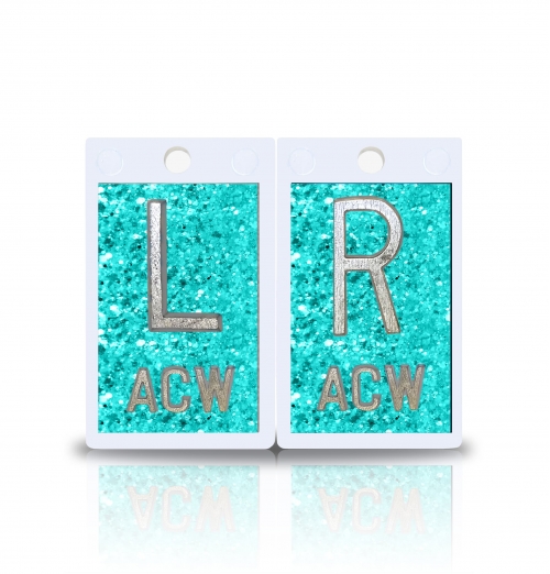 2" Height Plastic Lead X Ray Markers, Tiff Blue Glitter Color