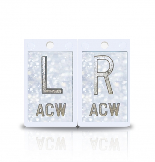 2" Height Plastic Lead X Ray Markers, White Glitter Color
