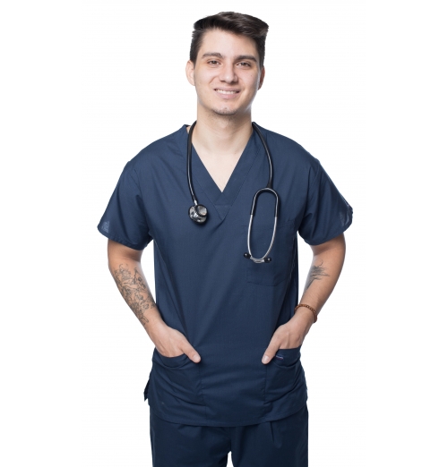SCRUB SET WITH SIX POCKETS NORMAL UNISEX SOLID HALF SLEEVE