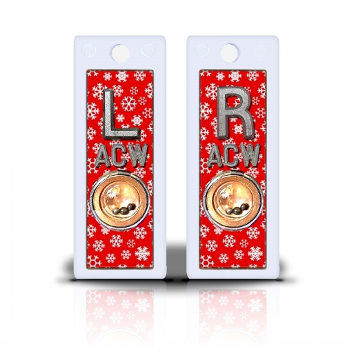2 1/2" Height Non Sticky Positioning Xray Markers- Red Snowflakes Graphic Pattern