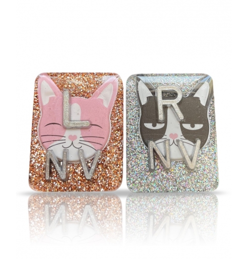 Sassy Cat X-ray Markers, Rectangle, Glitter, Cat X-ray Markers, With 2 or 3 Initials