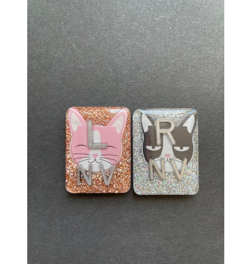 Sassy Cat X-ray Markers, Rectangle, Glitter, Cat X-ray Markers, With 2 or 3 Initials