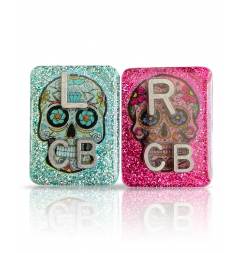  Sugar Skull Xray Markers, Large Rectangle, Glitter