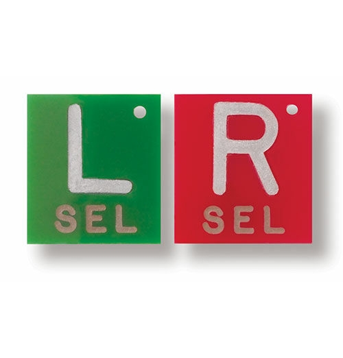 Polycarbonate Sqaure Left and Right Xray Markers, Green & Red