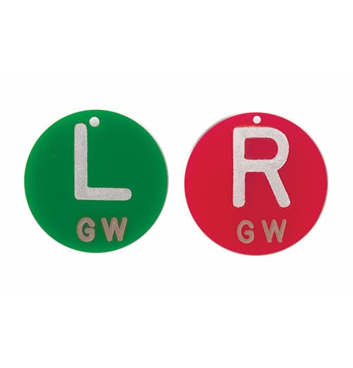 Polycarbonate Left and Right Xray Markers, Green & Red, Round