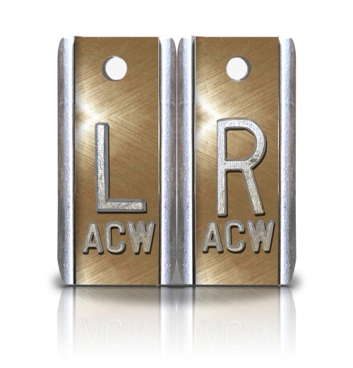 1 1/2" Height Aluminum Elite Style Lead Xray Markers, Brushed Gold Metallic              