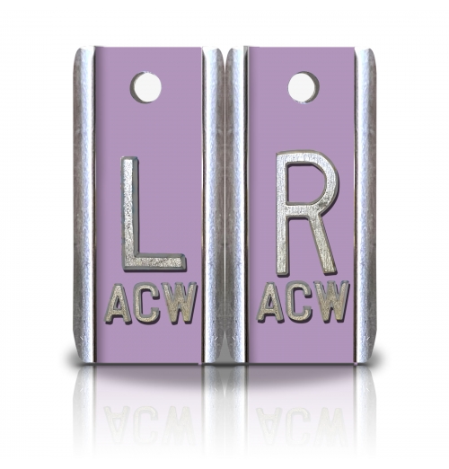 1 1/2" Height Aluminum Elite Style Lead Xray Markers, Lilac Color          