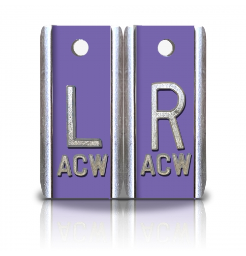 1 1/2" Height Aluminum Elite Style Lead Xray Markers, Lt Violet Color          