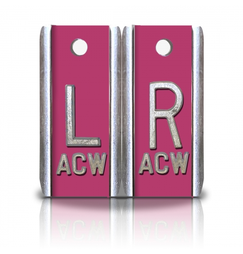 1 1/2" Height Aluminum Elite Style Lead Xray Markers, Pink Color          