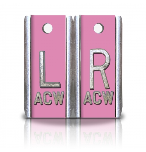1 1/2" Height Aluminum Elite Style Lead Xray Markers, Soft Pink Color          