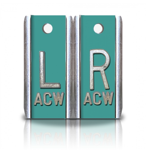 1 1/2" Height Aluminum Elite Style Lead Xray Markers, Turquoise Color