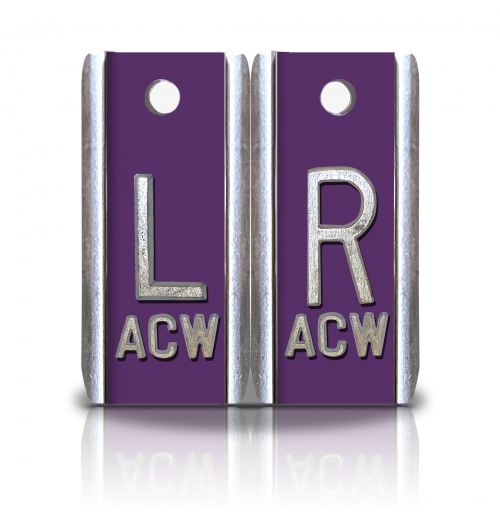 1 1/2" Height Aluminum Elite Style Lead Xray Markers, Violet Color          