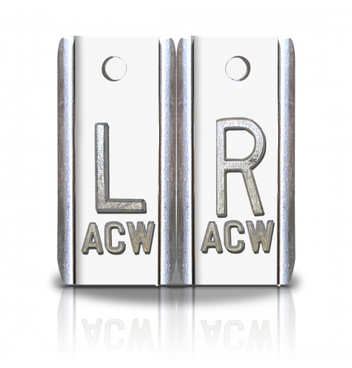 1 1/2" Height Aluminum Elite Style Lead Xray Markers, White Color