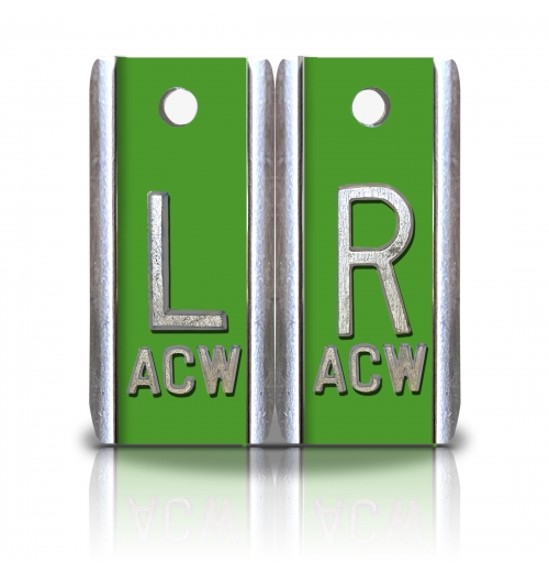 1 1/2" Height Aluminum Elite Style Lead Xray Markers, Yellow Green Color