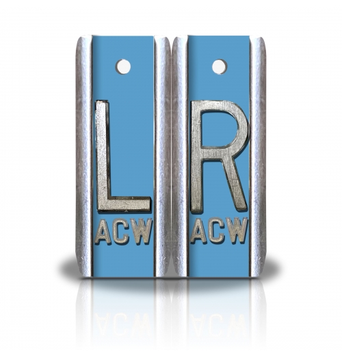 1 7/8" Height Aluminum Elite Style Lead X-ray Markers- Ice Blue Solid Color