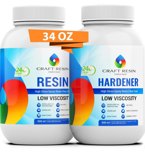 CRAFT RESIN STARTER KIT CLEAR EPOXY RESIN AND HARDENER FOR ART