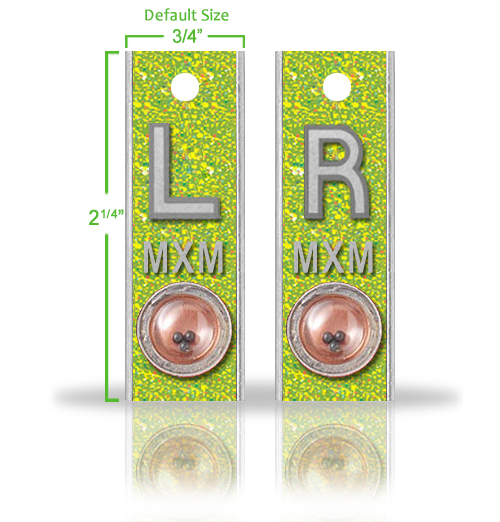 Aluminum Position Indicator X Ray Markers, Emerald Green Glitter
